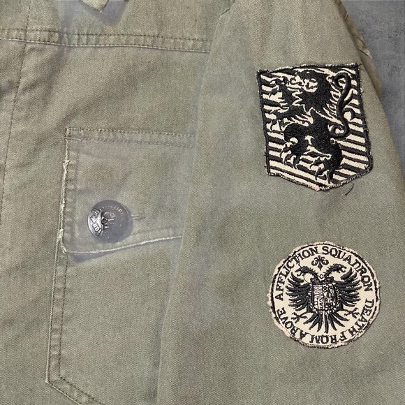 Vintage Y2K Affliction Jacket Men XL Army Green Military Biker Skull Grunge - Picture 6 of 13